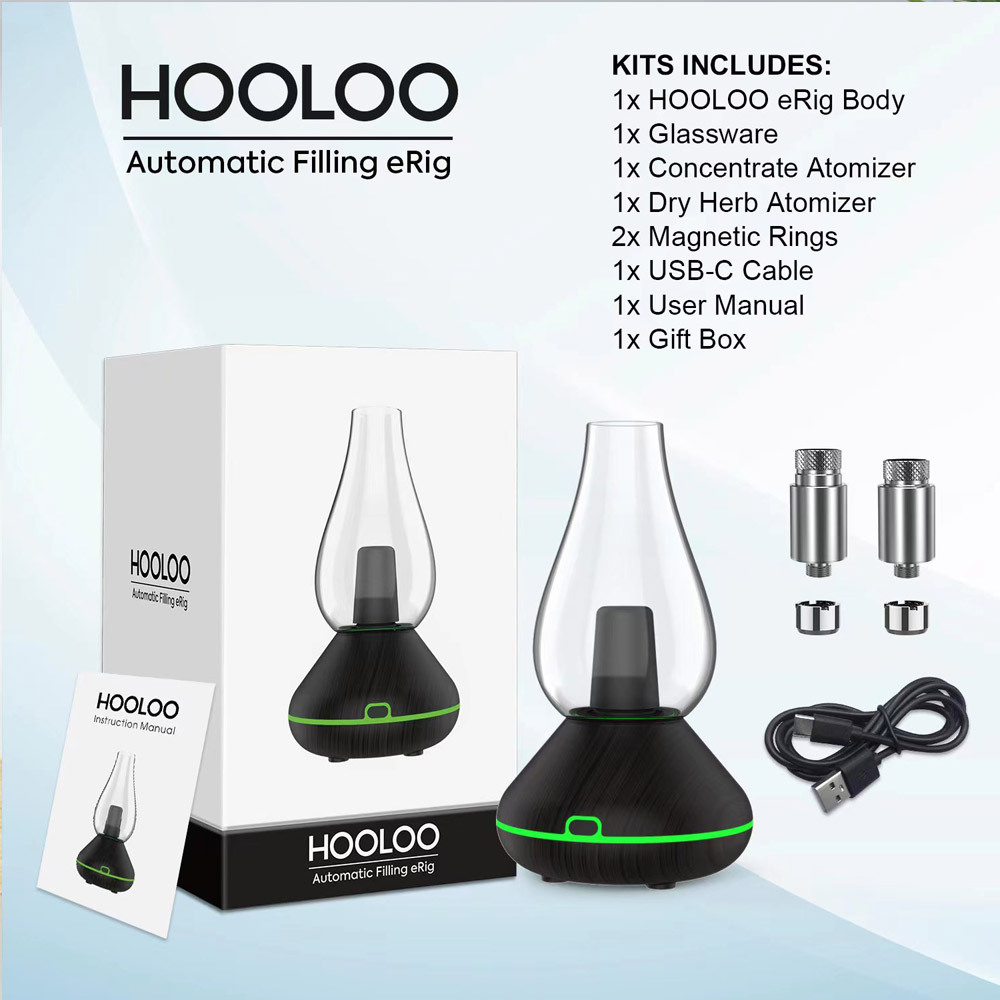 HOOLOO eRig Dry Flue-Grill Tobacco with Bluetooth for wax dry herb